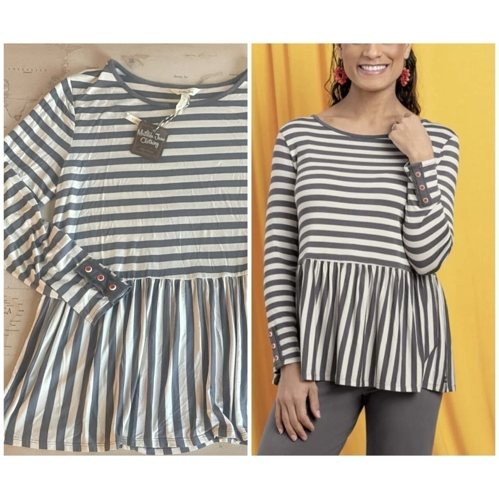 🆕Matilda Jane Let's Connect Long Sleeve Peplum Tee NWT Size Large